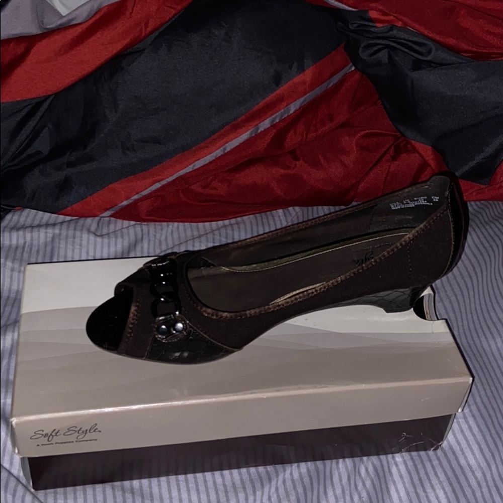 Brown Open Toe Wedge